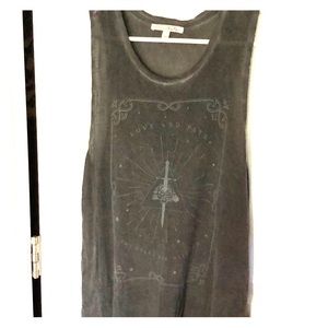 “Worn” grey graphic tank